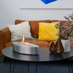 Table Ovale Cheminée Bioéthanol - Acier