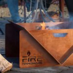 Brasero en forme de V en acier rouille – Image 5
