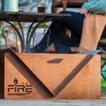 Brasero en forme de V en acier rouille – Image 4