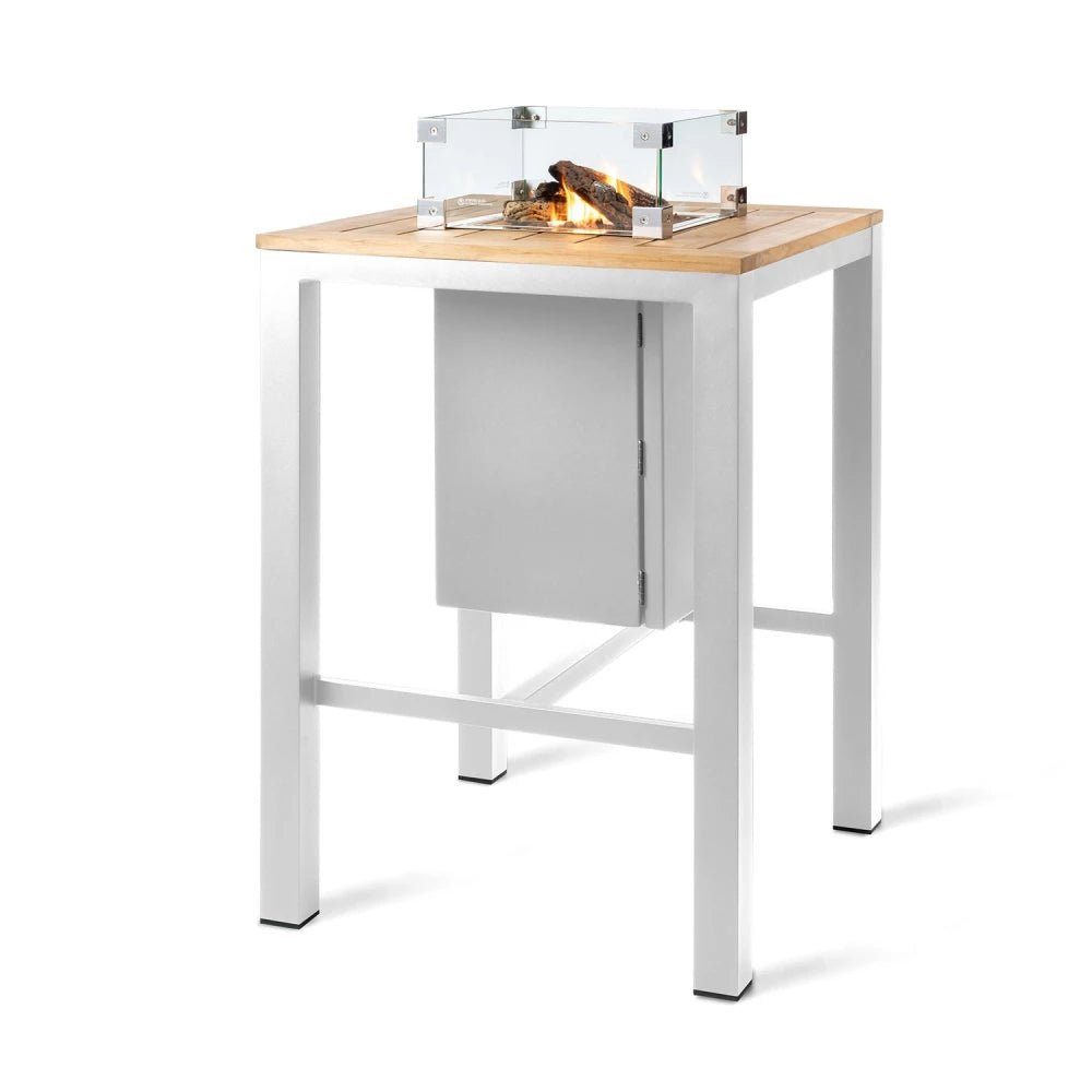 Table Bar Square avec Foyer au Gaz Intégré - Blanche – Image 2