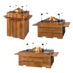 Extension de Table en Teck pour Foyer à Gaz - 2 pièces.