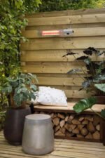 Banc avec Stockage de Bois en Acier Corten – Image 2