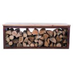 Banc avec Stockage de Bois en Acier Corten