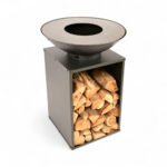 Brasero Onyx Ø60 avec grill et rangement pour bois