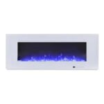 Azurite 127 cm - Cheminée électrique murale blanche