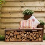 Banc avec Stockage de Bois en Acier Corten – Image 3